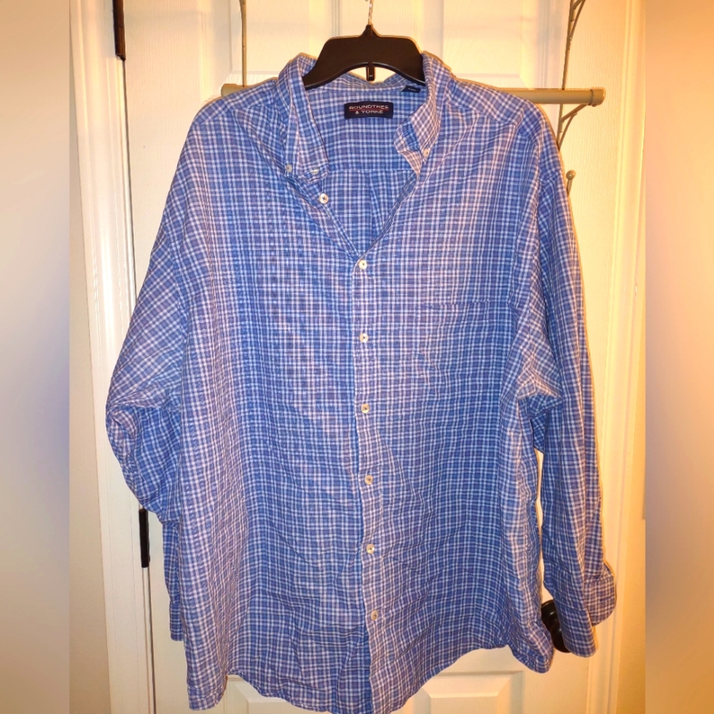 Blue plaid button down